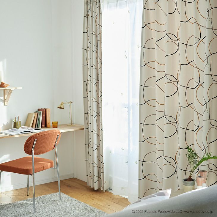 オーダーカーテン遮光PEANUTS/ピーナッツシュルツライン（カラー）