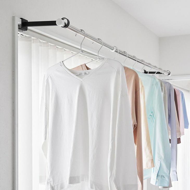 towerタワー鴨居室内物干しポールホルダー奥行ワイド(ブラック)（カラー）