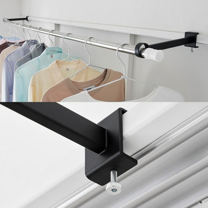 towerタワー鴨居室内物干しポールホルダー奥行ワイド(ブラック)（カラー）