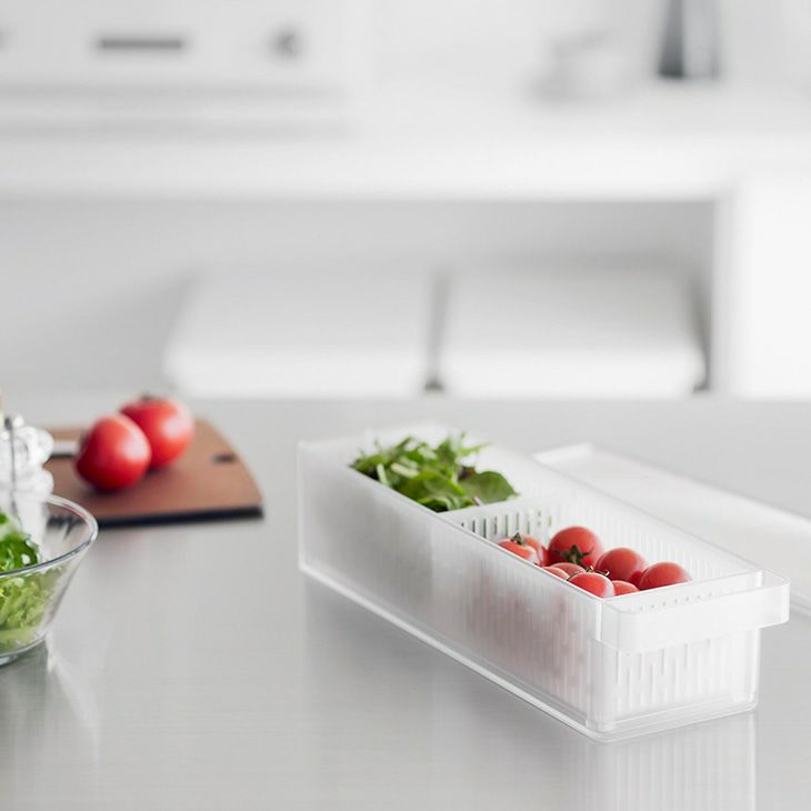 towerタワー冷蔵庫中ザルボウル蓋＆仕切り付き(ホワイト)（カラー）