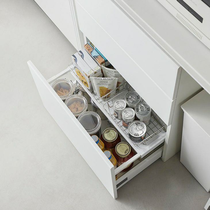 towerタワー伸縮キッチン引き出し中ラック(ホワイト)（イメージ）