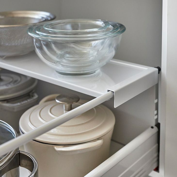 towerタワー伸縮キッチン引き出し中ラックワイド(ホワイト)（カラー）