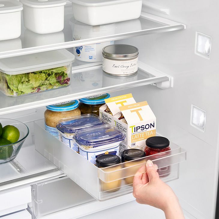 towerタワー冷蔵庫中収納ケースL仕切り付き(ホワイト)（イメージ）