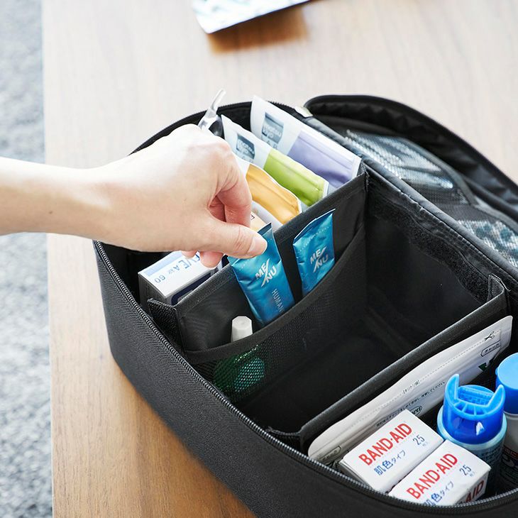 towerタワー救急バッグ仕切り付き(ブラック)（カラー）