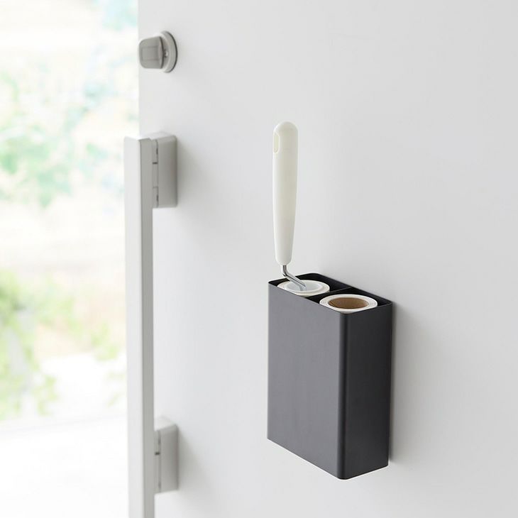 towerタワーマグネット粘着クリーナースタンド収納＆ダストボックス(ブラック)（イメージ）