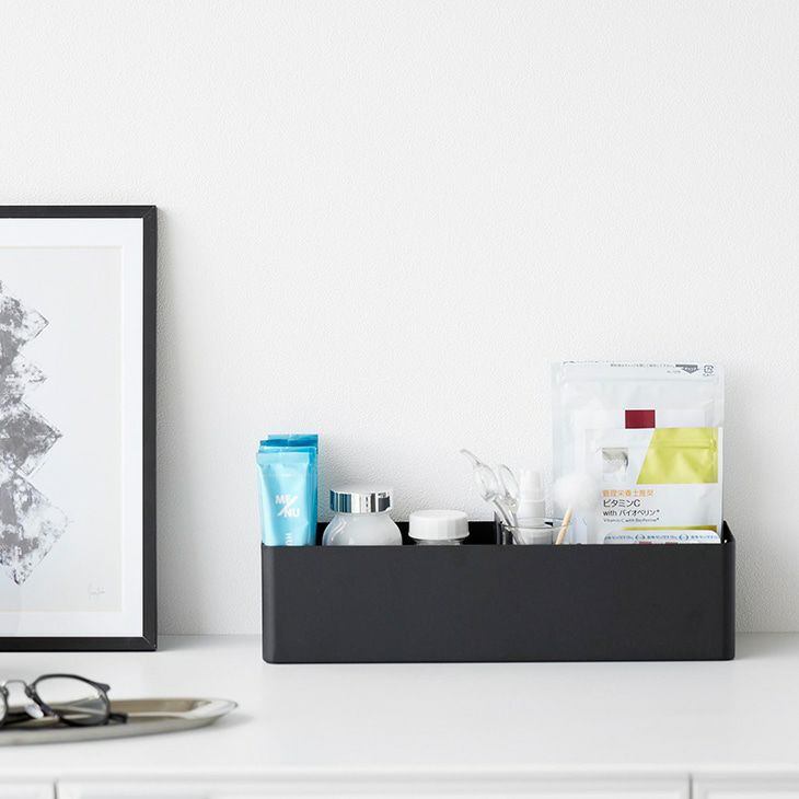 towerタワーハンドル付きスリム収納ボックス(ブラック)（カラー）
