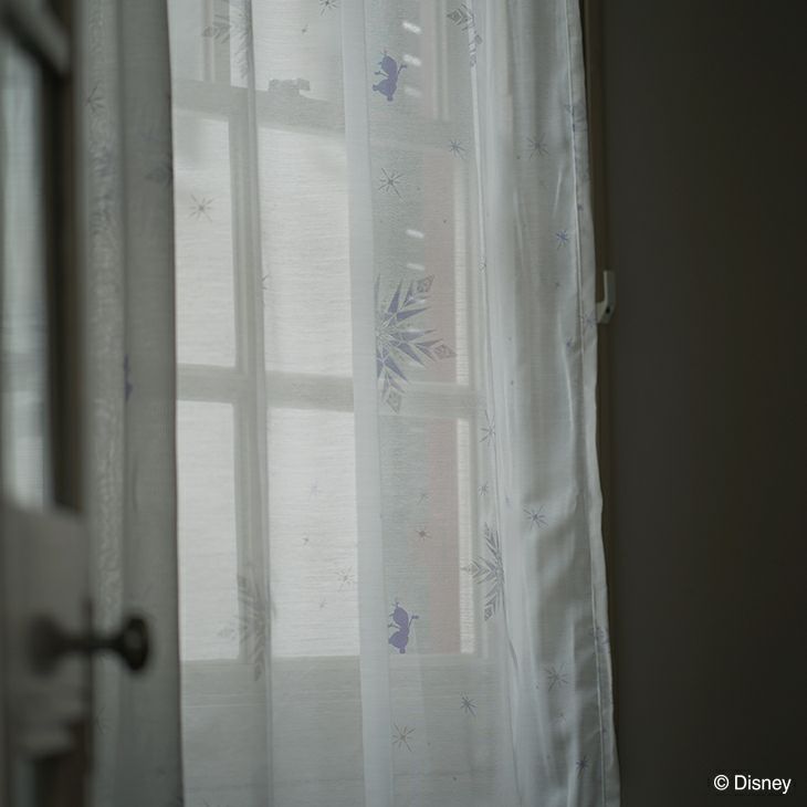 Disney 雪の結晶とさりげないオラフがおしゃれなレースカーテン カーテン レース FROZEN/フラリーアイスボイル